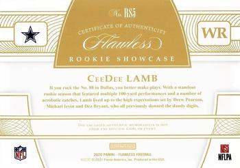 2020 Panini Flawless - Rookie Showcase #RS5 CeeDee Lamb Back