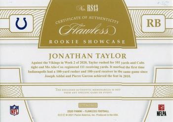 2020 Panini Flawless - Rookie Showcase Sapphire #RS13 Jonathan Taylor Back