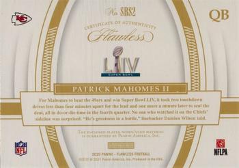 2020 Panini Flawless - Super Bowl Swatches Brand Logo #SBS2 Patrick Mahomes II Back