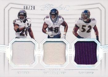 2020 Panini Flawless - Triple Patches Silver #TP14 Ed Reed / Patrick Queen / Ray Lewis Front