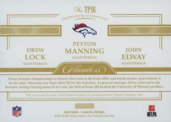2020 Panini Flawless - Triple Patches Silver #TP16 Drew Lock / John Elway / Peyton Manning Back