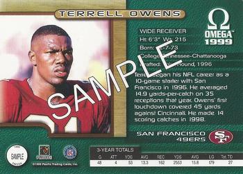 1999 Pacific Omega - Promotional Sample #SAMPLE Terrell Owens Back