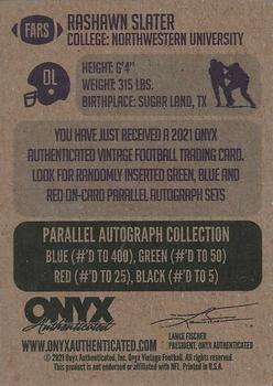2021 Onyx Vintage - Black Signature Autographs #FARS Rashawn Slater Back