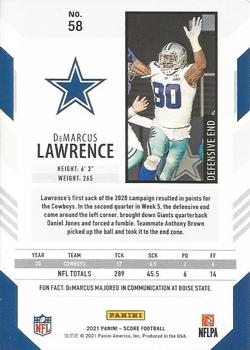 2021 Score - Gold #58 DeMarcus Lawrence Back