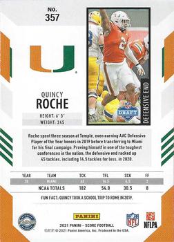 2021 Score - Gold #357 Quincy Roche Back