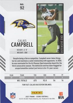 2021 Score - Purple #92 Calais Campbell Back