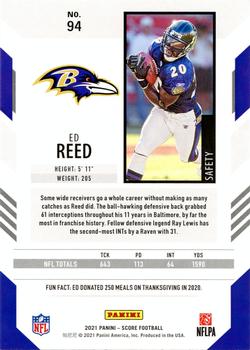 2021 Score - Purple #94 Ed Reed Back