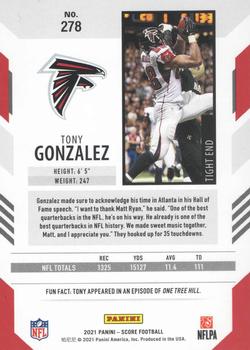 2021 Score - Red #278 Tony Gonzalez Back