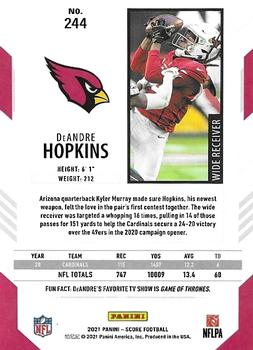 2021 Score - Scorecard #244 DeAndre Hopkins Back