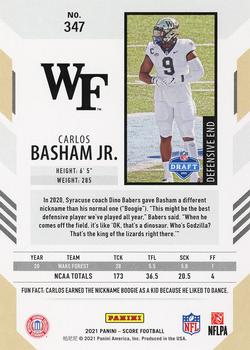 2021 Score - Scorecard #347 Carlos Basham Jr. Back