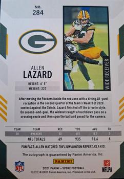 2021 Score - Signatures #284 Allen Lazard Back