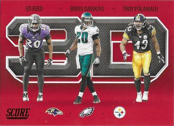 2021 Score - 3D Red #3D3 Brian Dawkins / Ed Reed / Troy Polamalu Front