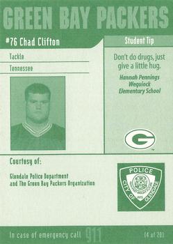 2002 Green Bay Packers Police - Glendale Police Department #4 Chad Clifton Back