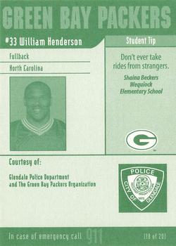 2002 Green Bay Packers Police - Glendale Police Department #18 William Henderson Back