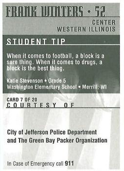 1997 Green Bay Packers Police - City of Jefferson Police Department #7 Frank Winters Back
