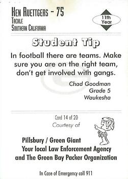 1995 Green Bay Packers Police - Pillsbury / Green Giant, Your Local Law Enforcement Agency #14 Ken Ruettgers Back