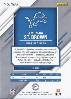 2021 Donruss Elite #126 Amon-Ra St. Brown Back
