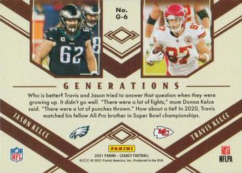 2021 Panini Legacy - Generations #G-6 Jason Kelce / Travis Kelce Back