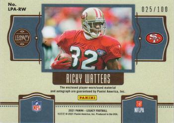 2021 Panini Legacy - Legacy Patch Autographs Silver #LPA-RW Ricky Watters Back