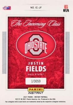 2021 Panini Instant The Incoming Class #IC-JF Justin Fields Back