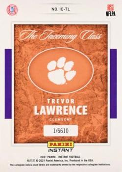 2021 Panini Instant The Incoming Class #IC-TL Trevor Lawrence Back