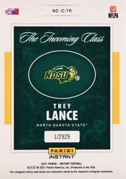 2021 Panini Instant The Incoming Class #IC-TR Trey Lance Back