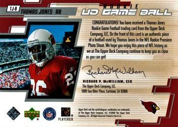 2000 Upper Deck - e-Card e|volve UD Game Balls #TJ-B Thomas Jones Back