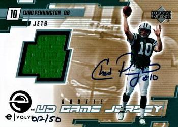 2000 Upper Deck - e-Card e|volve Autographed UD Game Jerseys #CP-J Chad Pennington Front