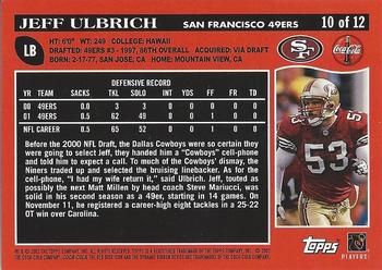 2002 Topps Coca-Cola San Francisco 49ers #10 Jeff Ulbrich Back
