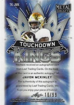 2021 Leaf Metal Draft - Touchdown Kings Autographs Rainbow Silver #TK-JMK Javon McKinley Back