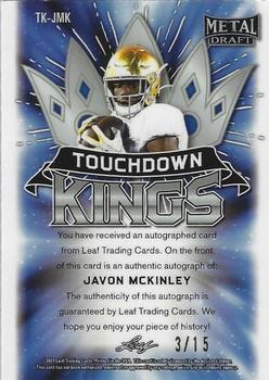 2021 Leaf Metal Draft - Touchdown Kings Autographs Rainbow Black #TK-JMK Javon McKinley Back