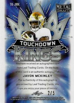 2021 Leaf Metal Draft - Touchdown Kings Autographs Rainbow Red #TK-JMK Javon McKinley Back
