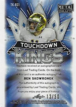 2021 Leaf Metal Draft - Touchdown Kings Autographs Crystals Silver #TK-BS1 Ben Skowronek Back