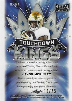 2021 Leaf Metal Draft - Touchdown Kings Autographs Crystals Blue #TK-JMK Javon McKinley Back