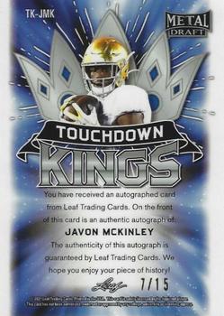 2021 Leaf Metal Draft - Touchdown Kings Autographs Crystals Pink #TK-JMK Javon McKinley Back