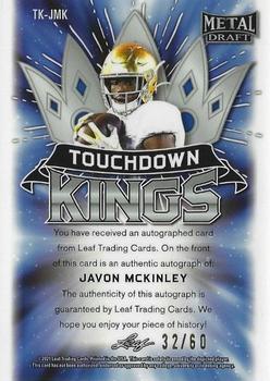 2021 Leaf Metal Draft - Touchdown Kings Autographs Marbles Silver #TK-JMK Javon McKinley Back