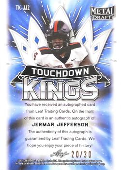 2021 Leaf Metal Draft - Touchdown Kings Autographs Marbles Purple #TK-JJ2 Jermar Jefferson Back
