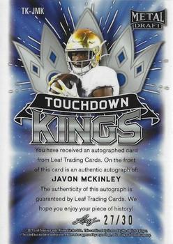 2021 Leaf Metal Draft - Touchdown Kings Autographs Marbles Purple #TK-JMK Javon McKinley Back