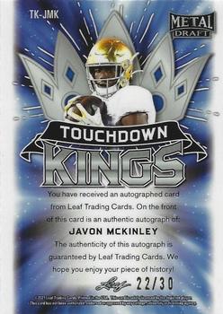 2021 Leaf Metal Draft - Touchdown Kings Autographs Mojo Silver #TK-JMK Javon McKinley Back