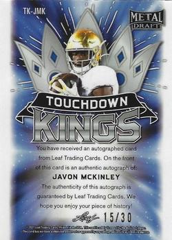2021 Leaf Metal Draft - Touchdown Kings Autographs Wave Blue #TK-JMK Javon McKinley Back
