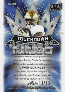 2021 Leaf Metal Draft - Touchdown Kings Autographs Wave Purple #TK-JMK Javon McKinley Back