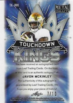 2021 Leaf Metal Draft - Touchdown Kings Autographs Wave Pink #TK-JMK Javon McKinley Back