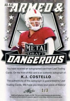 2021 Leaf Metal Draft - Flashback Armed & Dangerous Wave Red #AD-KJC K.J. Costello Back
