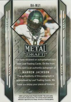 2021 Leaf Metal Draft - Autographs Crystals Blue #BA-WJ1 Warren Jackson Back