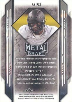 2021 Leaf Metal Draft - Autographs Mojo Green #BA-PS1 Penei Sewell Back