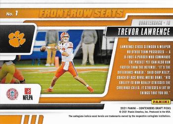 2021 Panini Contenders Draft Picks - Front-Row Seats #1 Trevor Lawrence Back