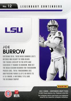 2021 Panini Contenders Draft Picks - Legendary Contenders Purple #12 Joe Burrow Back