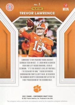 2021 Panini Contenders Draft Picks - Playing the Numbers Game #1 Trevor Lawrence Back