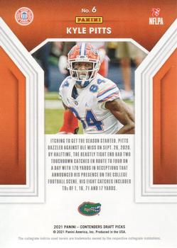 2021 Panini Contenders Draft Picks - Playing the Numbers Game #6 Kyle Pitts Back