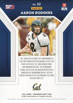 2021 Panini Contenders Draft Picks - Playing the Numbers Game #32 Aaron Rodgers Back